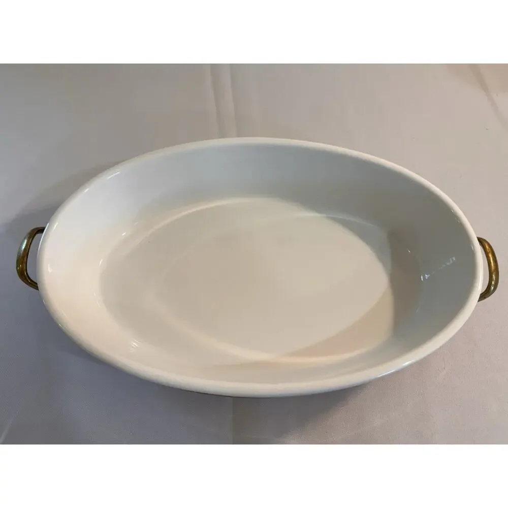 Vintage Williams Sonoma Oval White Baker In Portugal Made Copper Server Rare!